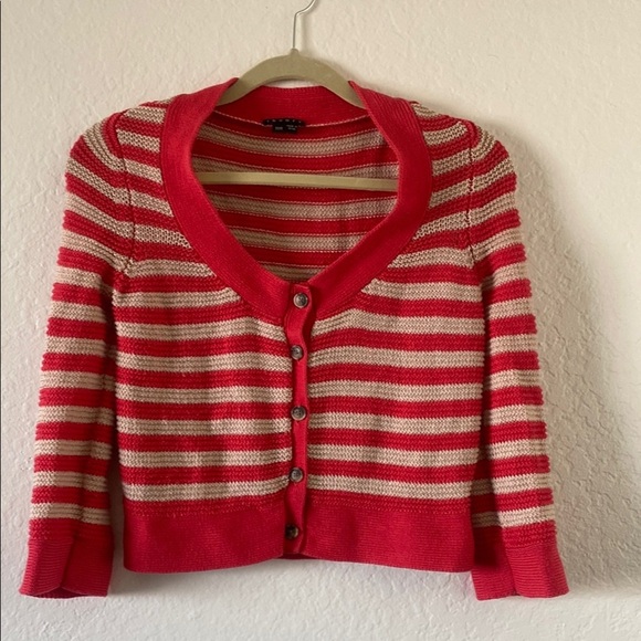 Theory Striped Pink Button-Up Sweater Size M - Picture 3 of 5